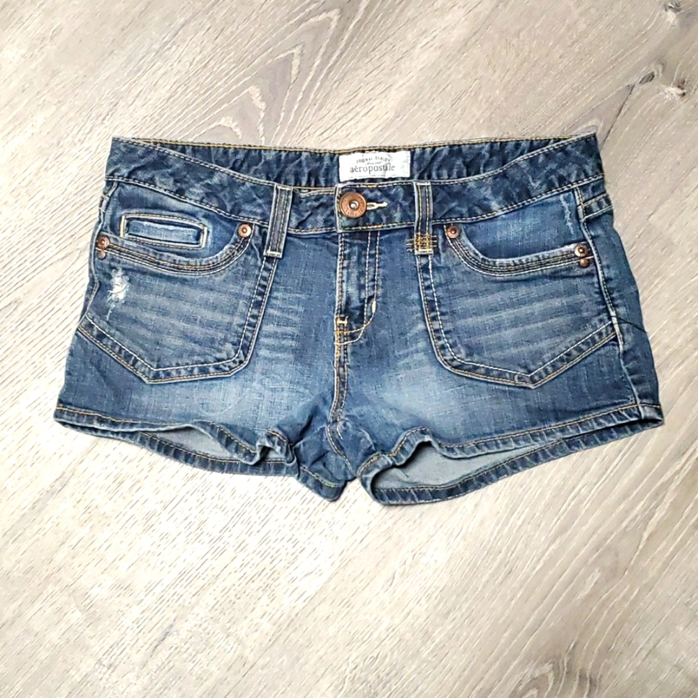 Aeropostale denim cotton blend blue short women juniors size 9/10 11/12 32